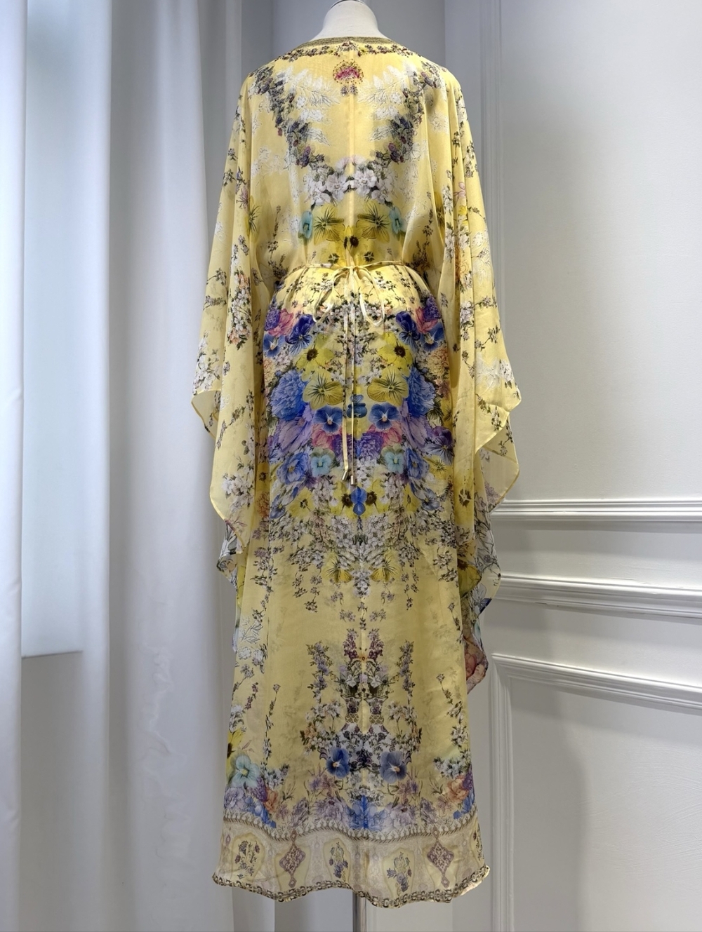 Camilla long kaftan Dress with waist detail In Darling buds - Picture 10 of 16